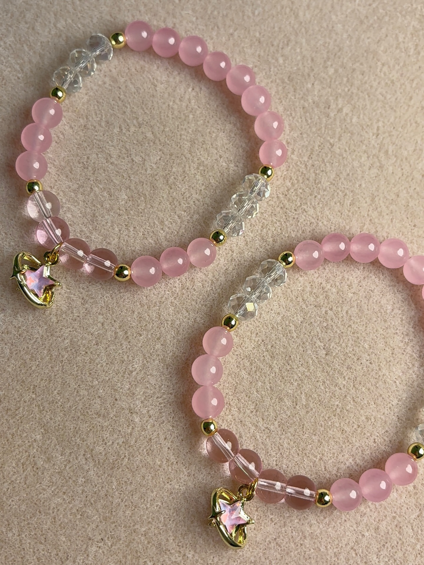 Made with glass beads and gold
