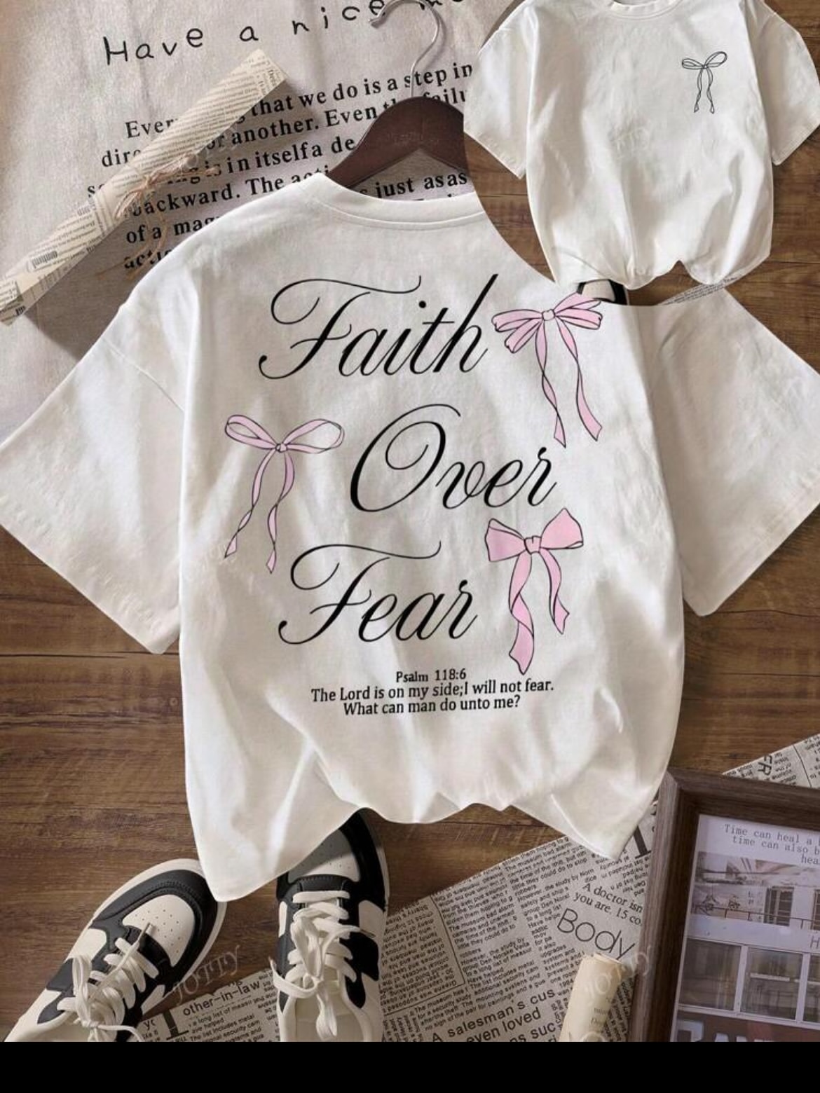 Pink Bow Slogan T-Shirt