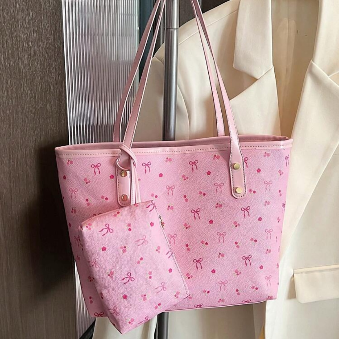 Pink Bow Tote Bag