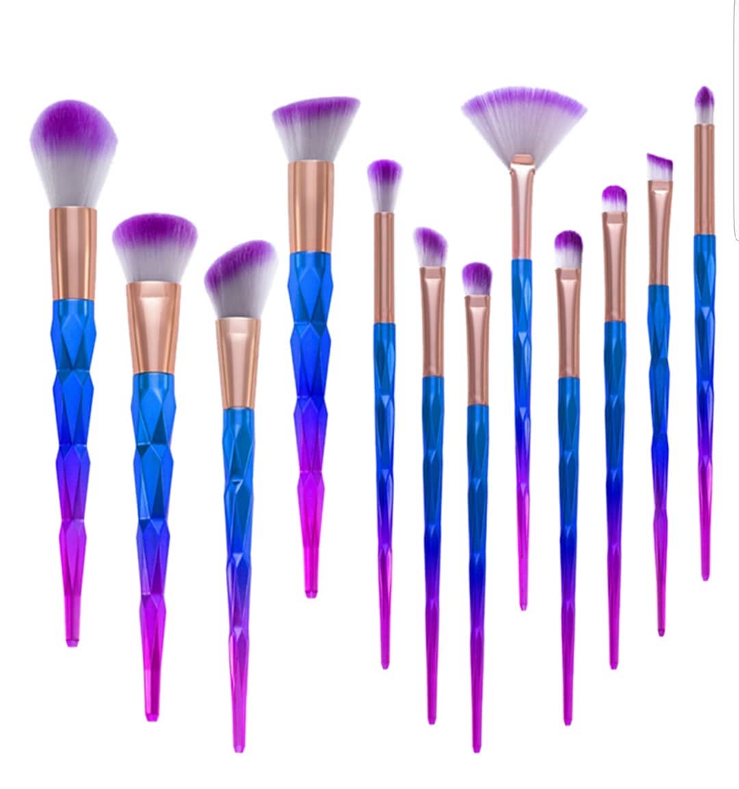 12 Piece Blue Violet Brush Set