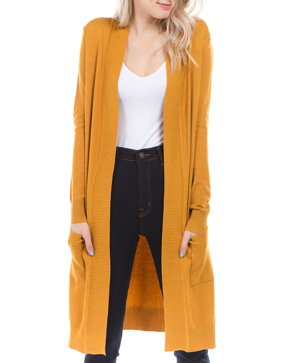Knee Length Cardigan Mustard