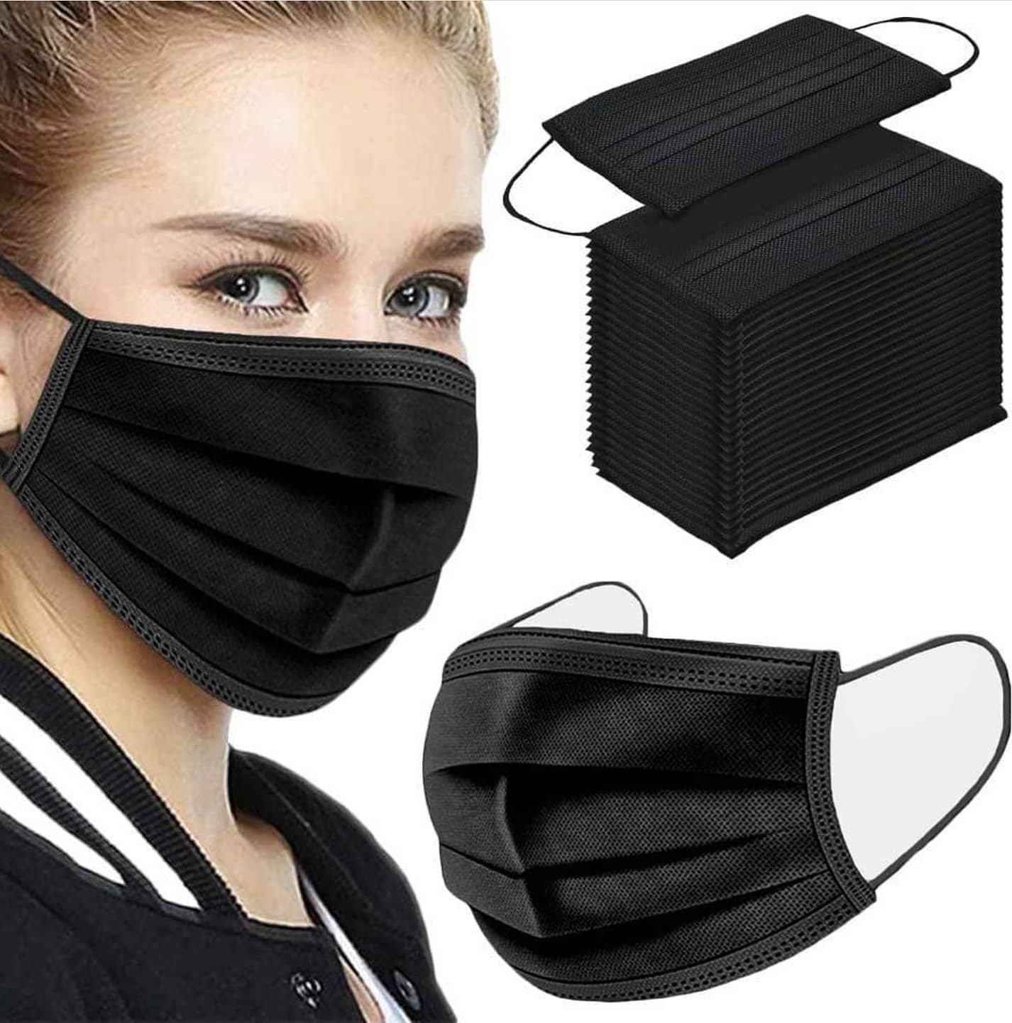 Disposable Black 3 Ply Face Masks