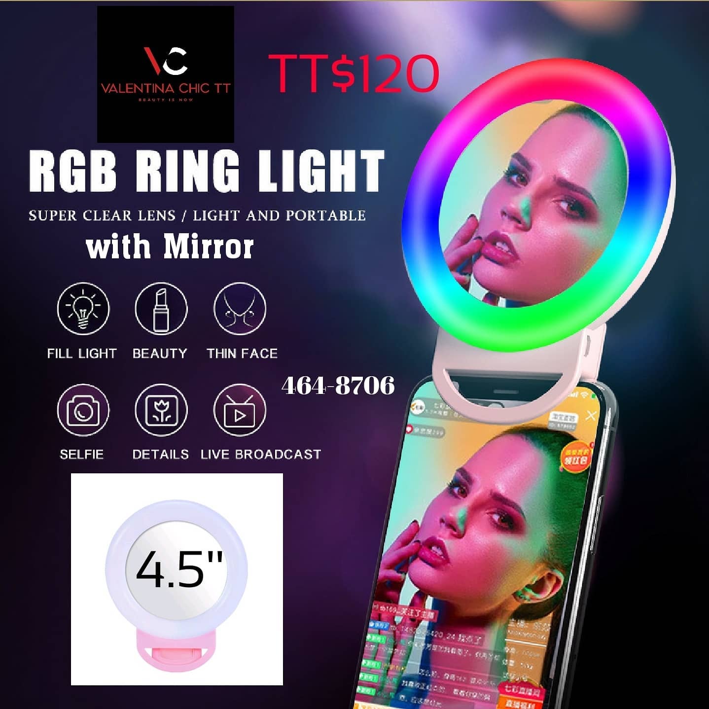 4.5" RGB Selfie Phone Ring Light