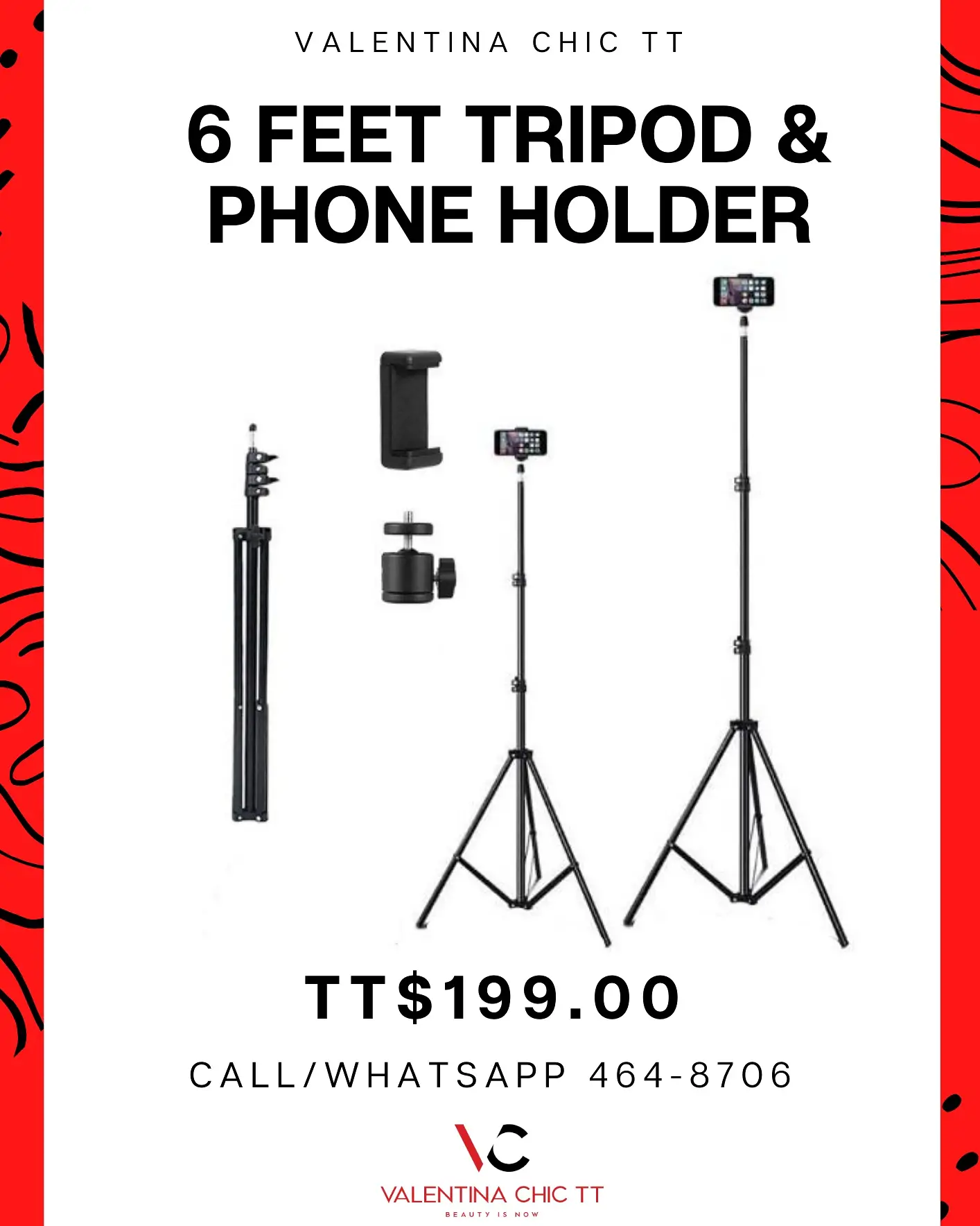 6 Feet Tripod & Phone Holder